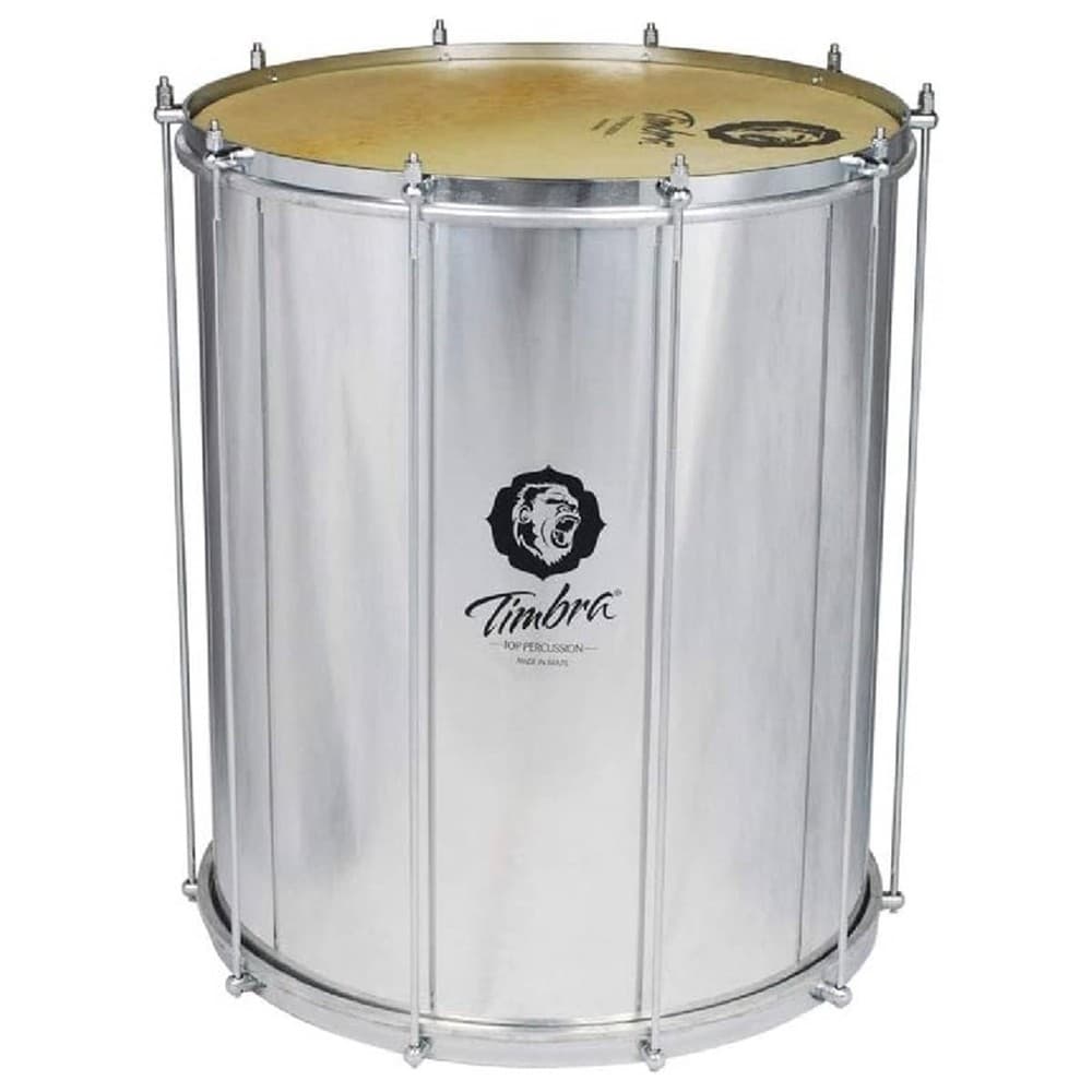 SURDO TIMBRA 18X55 SAMBA ALUMINIO C/ARO CROMADO PELE ANIMAL