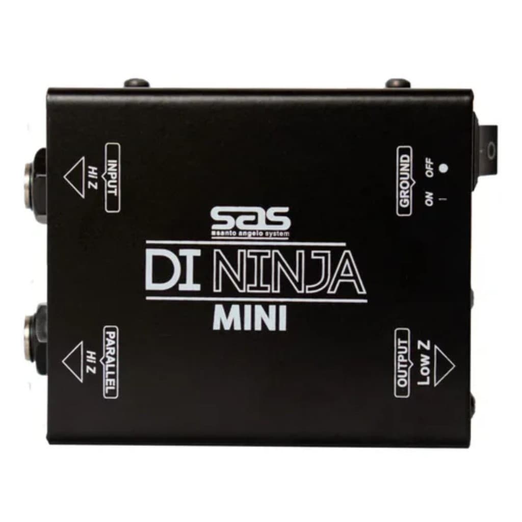 Direct Box Passivo Santo Angelo Di Ninja Mini Preto, caixa preta com controles de entrada e saída.