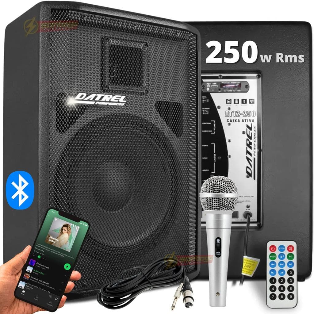 Caixa de som bluetooth 250w ativa amplificada 12 polegadas potente grande igreja show profissional