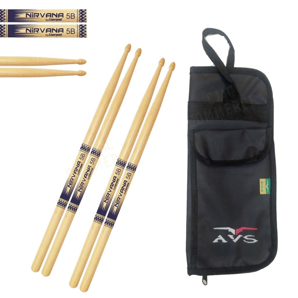 2 Pares de Baqueta de Bateria 5B Liverpool Nirvana com Bag Estojo de Baquetas Super Luxo