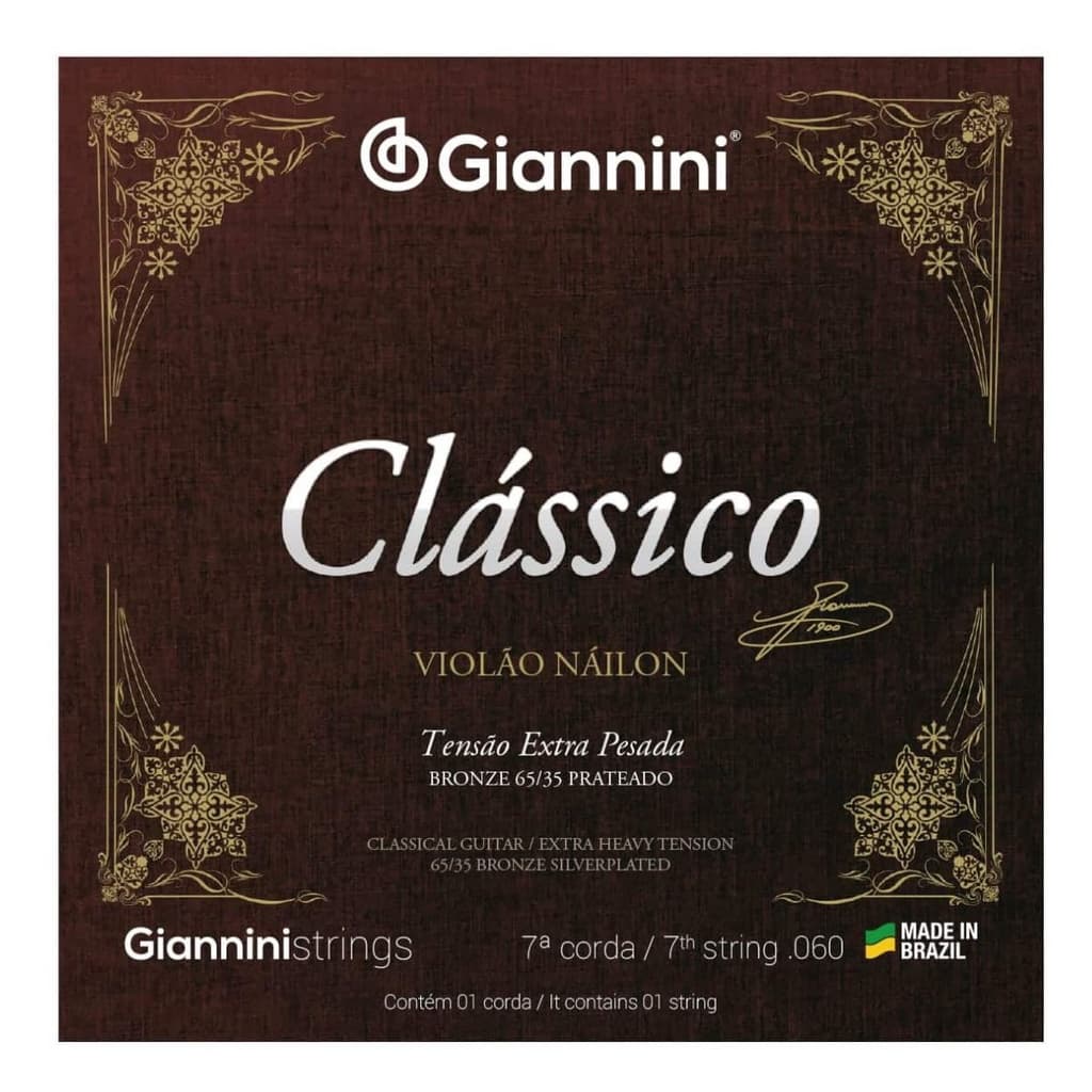 Kit 2 Cordas Violão Nylon Giannini Clássico GENWXPA-7° Corda Bronze Extra Pesado ( 7° corda única )