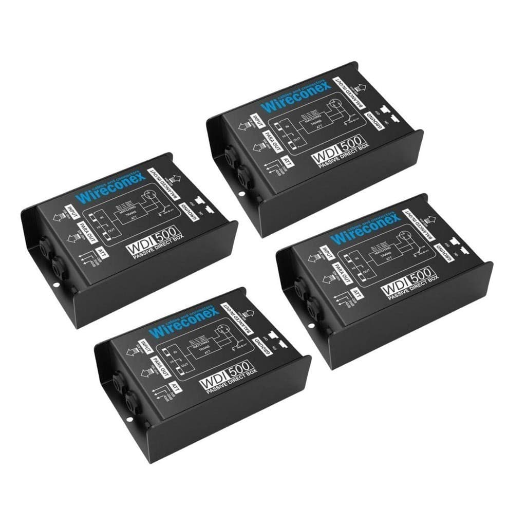 Kit 4 Direct Box Profissional Wireconex WDI 500 Passivo em fundo branco