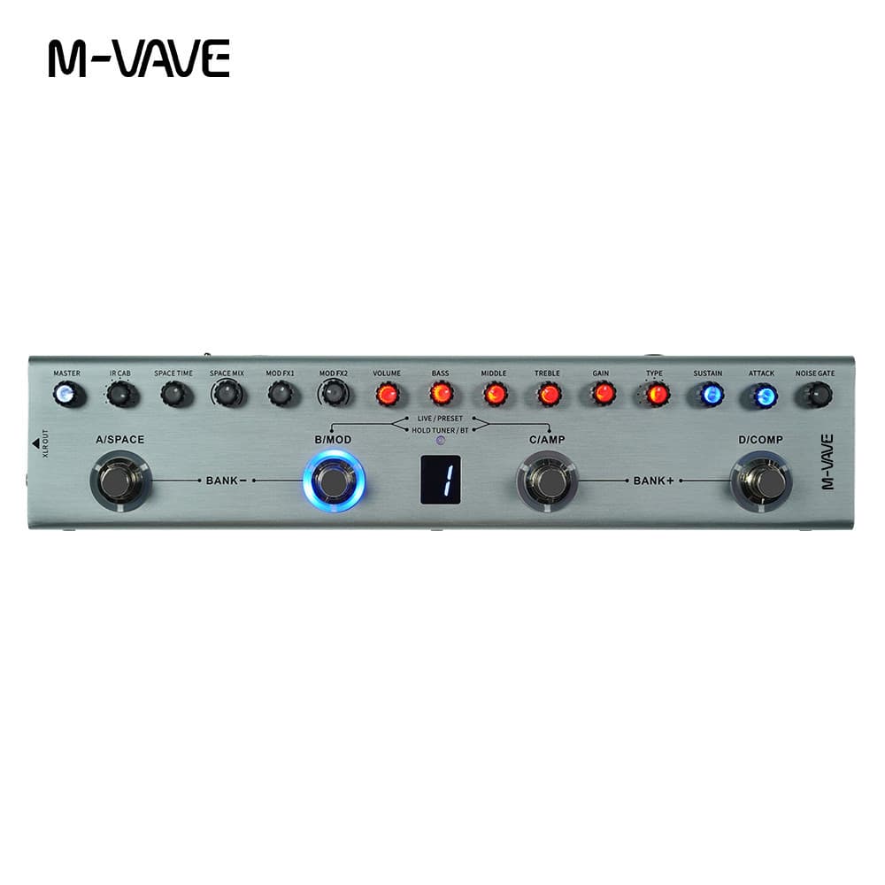 Pedal de efeitos M-VAVE Tank-B BASS com 36 pré-ajustes e 9 amplificadores