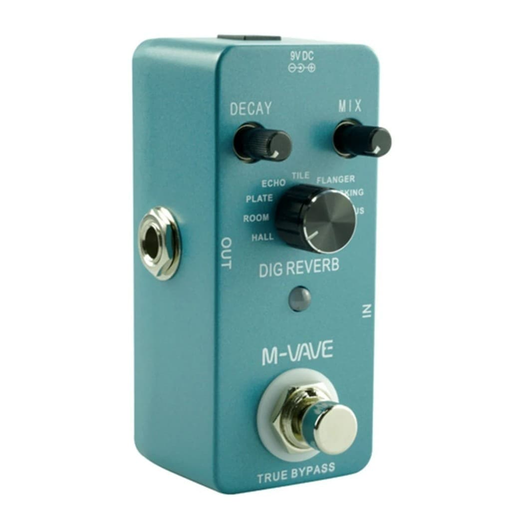 Pedal de Efeito de Reverb Digital para Guitarra M-Wave com Botões DECAY, MIX e DIG REVERB