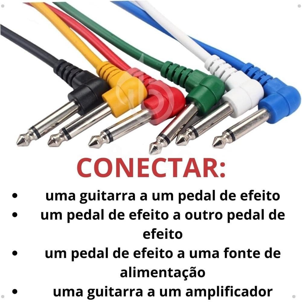 Kit 6 Cabos P10 P10 para Guitarra, Pedal e Fonte de 25 Cm