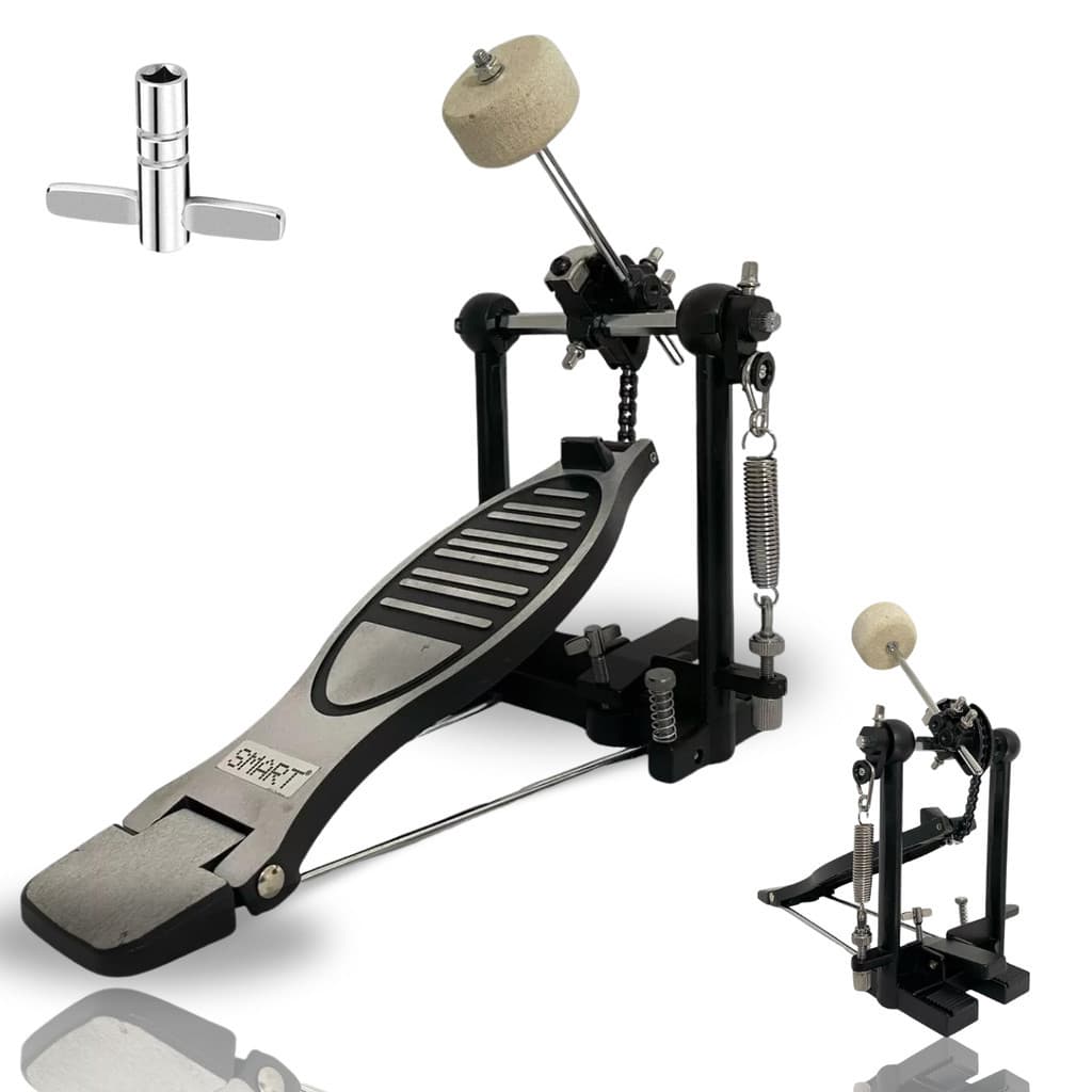 Pedal Top Para Bumbo De Bateria Cromado + Chave Afinação