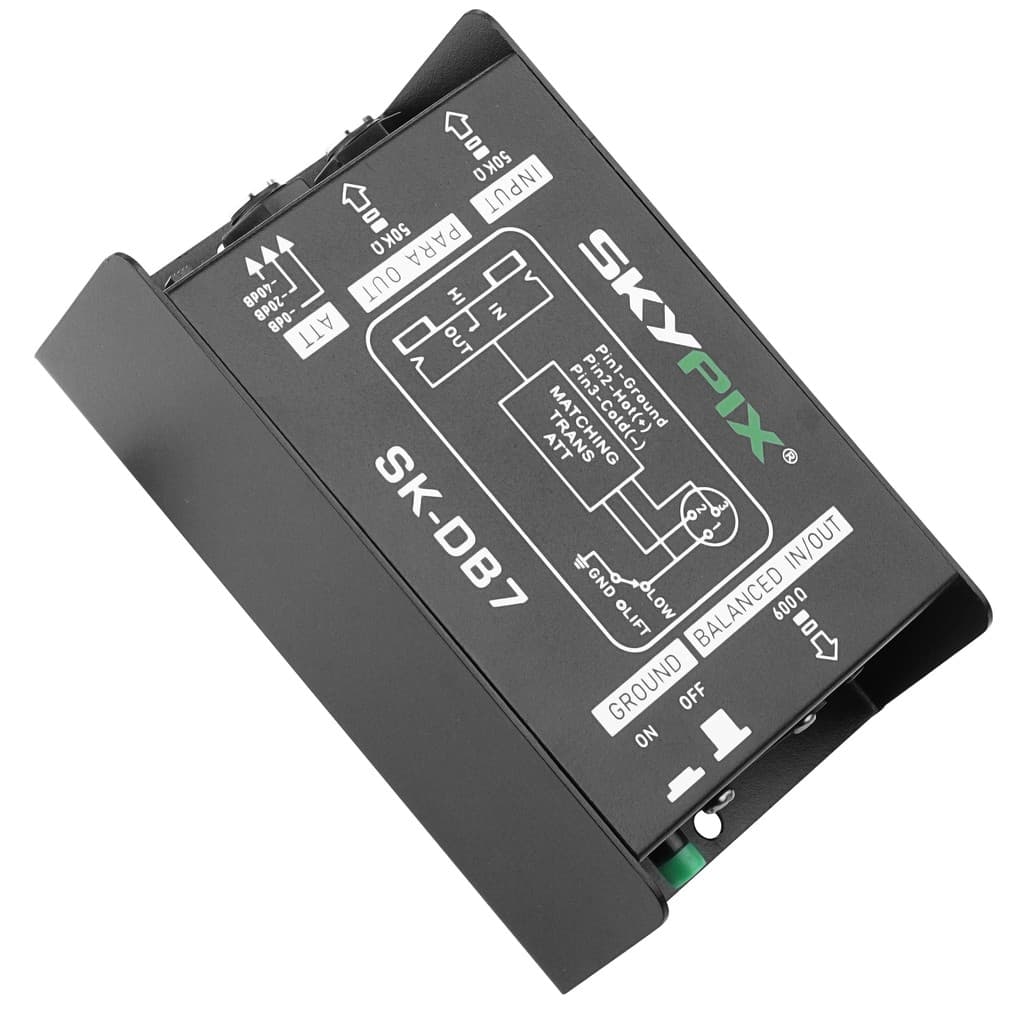 Direct Box Passivo 1 Canal Com Chave Ground E Atenuador -20/-40dB SK-DB7 Skypix