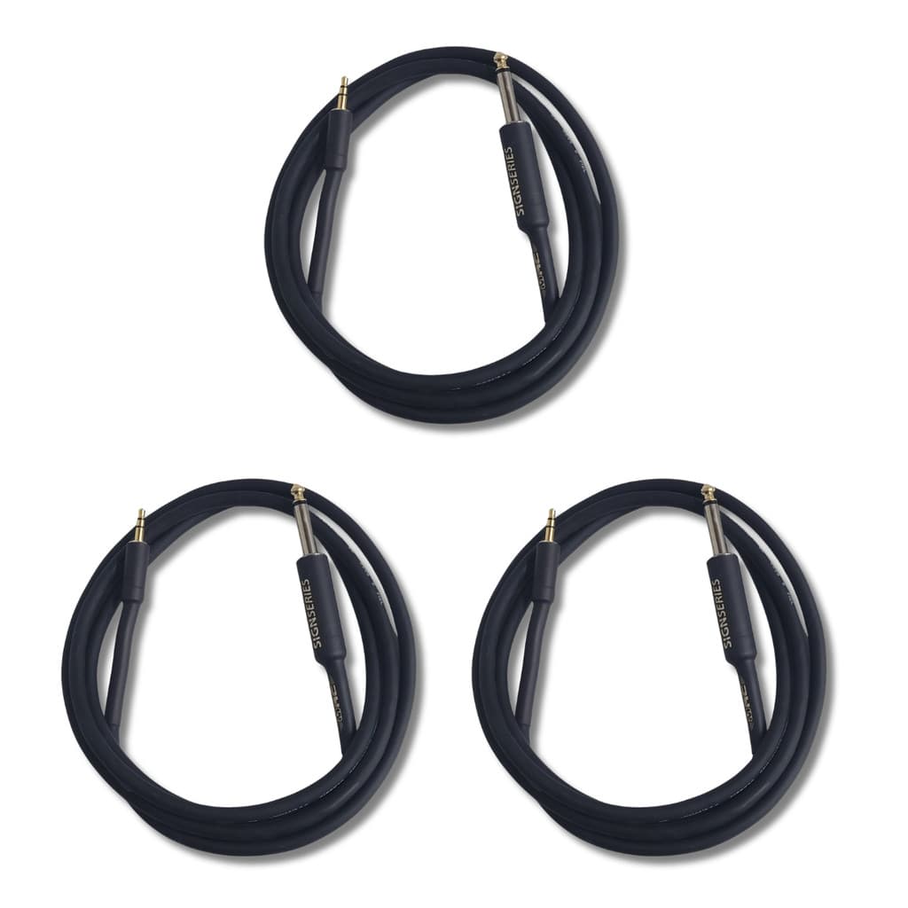 Kit 3 Cabos P2 Estéreo + P10 Macho Mono 3.05m 0.30mm Dj Series Mac Cabos