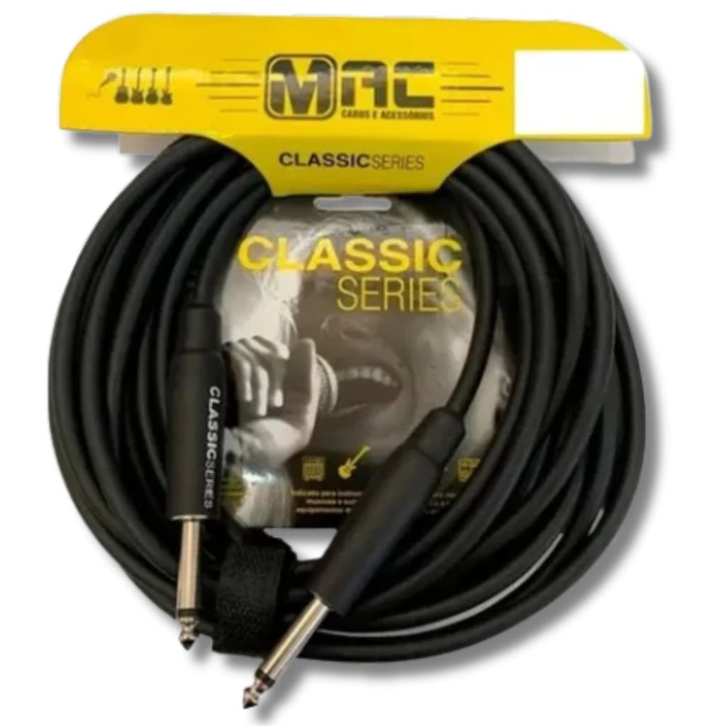 Cabo de instrumento Mac Cabos Classic Series, 3,05m, P10 + P10, 0,30mm, preto