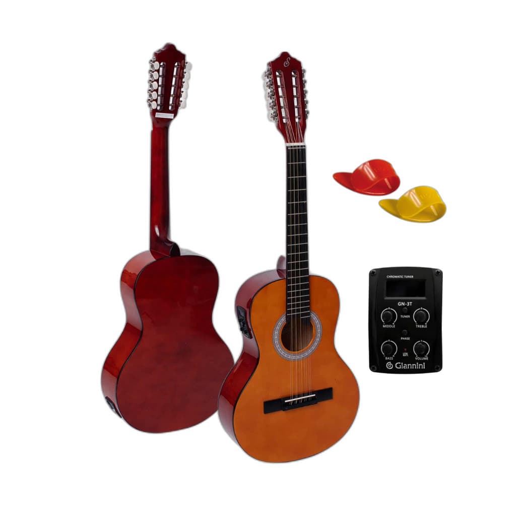 Viola Giannini Elétrica VS-14 EQ N Start Natural Brilhante Caipira 10 Cordas Ativada com Dedeiras