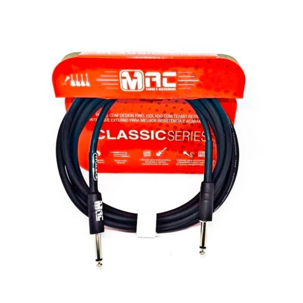 Cabo de instrumento Mac Classic Series 25 pés/7,62m com acabamento em borracha