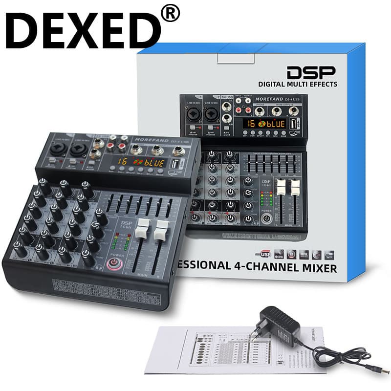   Mixer Profissional de 4/6/8 Canais DJ Uso Doméstico Mudador de Voz Canto KTV Transmissão ao Vivo Mixer de Som