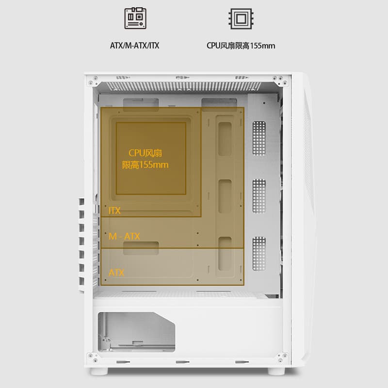 Gabinete de Computador ATX Grande com Painel Traseiro, Gabinete de Desktop DIY com Lado Total Transparente, à Prova de P