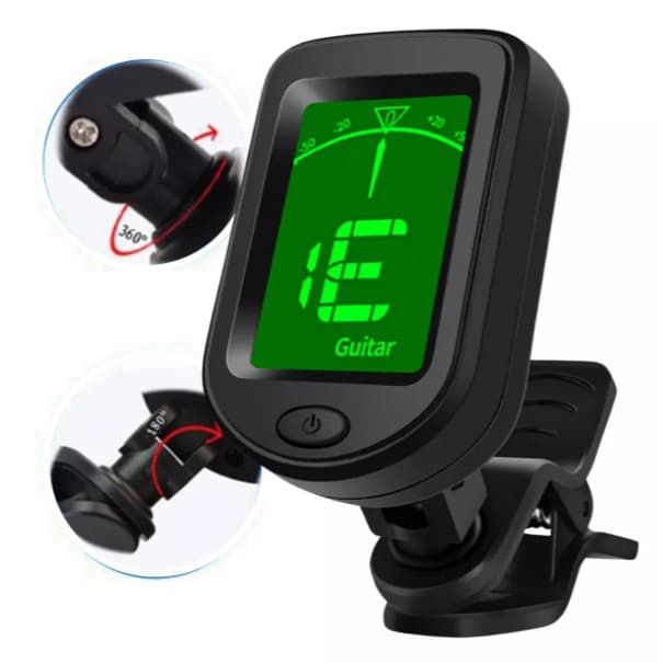 Afinador digital cromático clip LCD para violão, guitarra, baixo, ukulele e cavaco