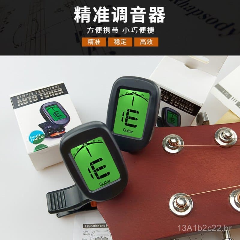 Afinador eletrônico multifuncional para guitarra, violino e uku com display verde