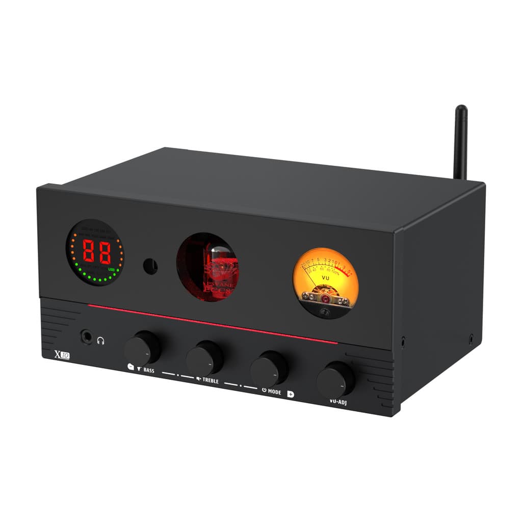 Amplificador preto Super Amplificador 160w BT com display digital e controles analógicos