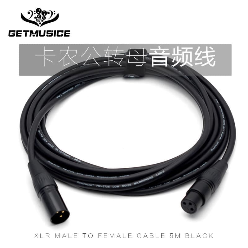 Cabo de conexão de áudio XLR macho para fêmea 5m preto
