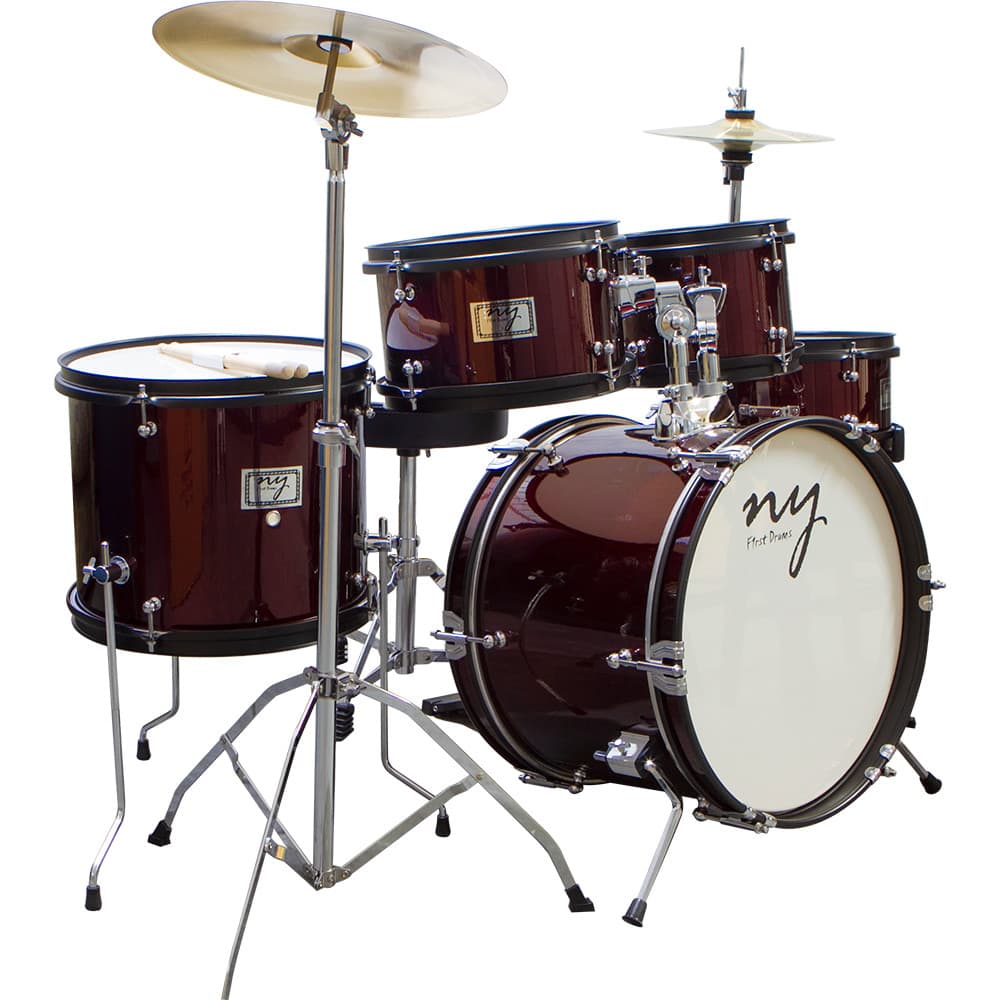 Bateria Acústica Infantil Junior 2T Vinho com Banco New York