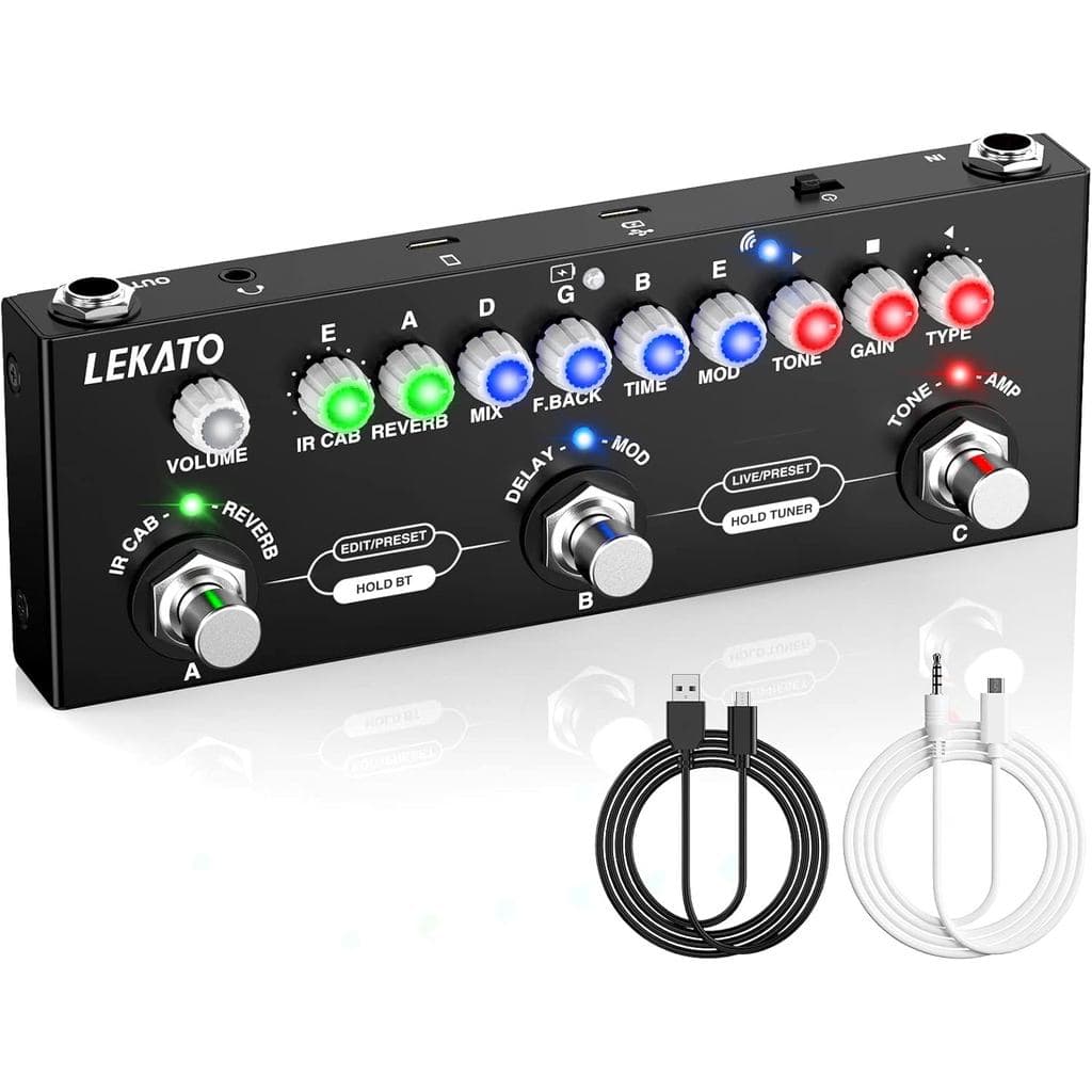 Pedal de Efeitos Múltiplos para Guitarra LEKATO, com Carregamento de IR e 9 Modelos de Amplificador, Pedal de Delay, Rev