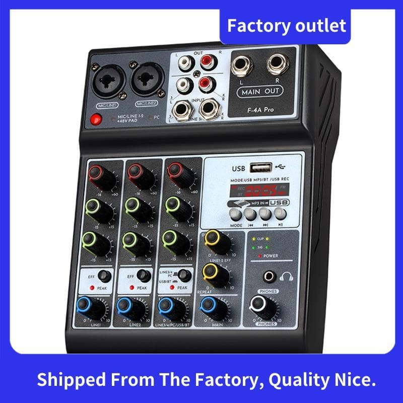 Mixer De Áudio De 4 Canais , Placa De Som , Console De Mixagem , Entrada 48V , Phantom Power , Estéreo , DJ , Mixers Par