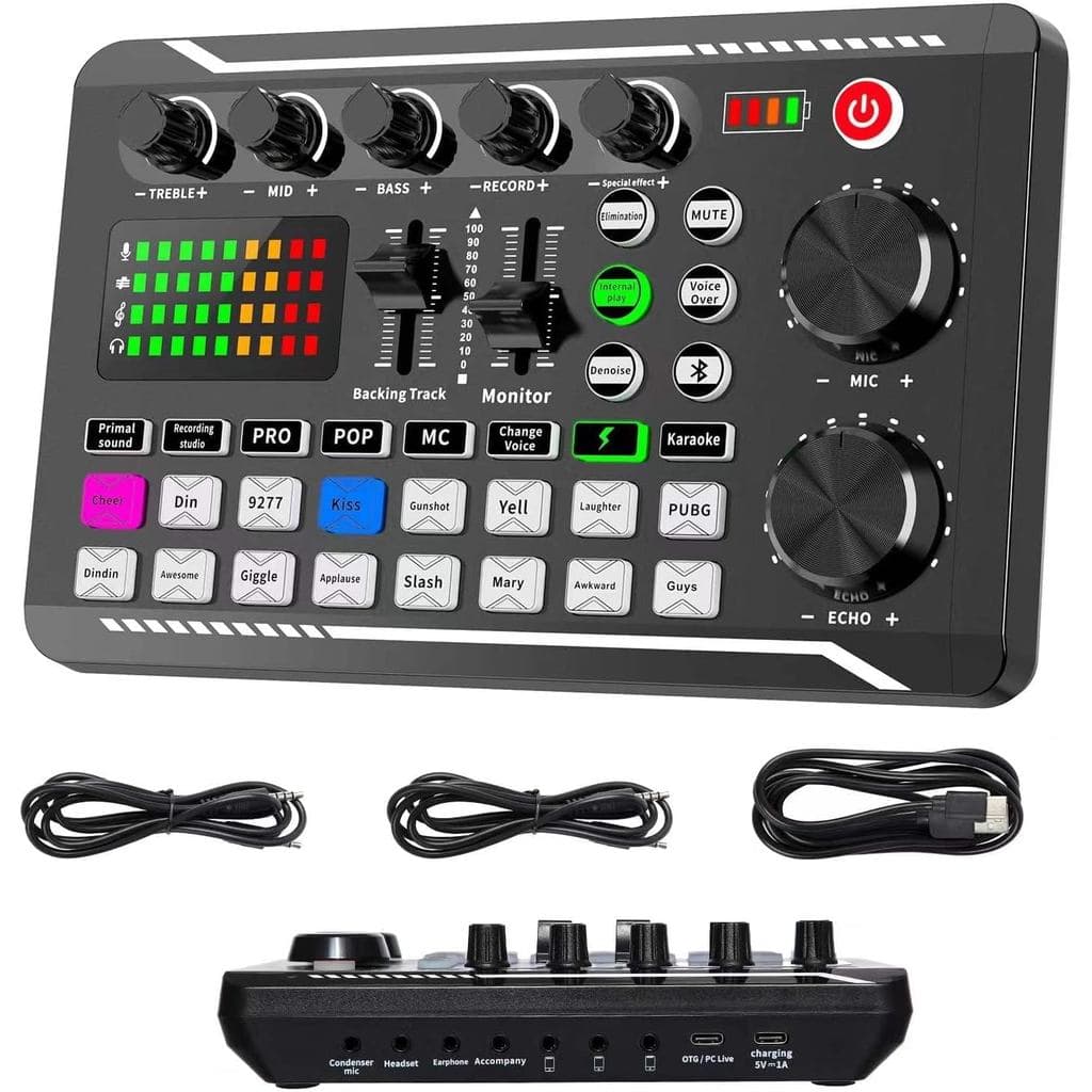 Mixer de Áudio Profissional, Placa de Som ao Vivo SINWE e Interface de Áudio com Efeitos de Mixer DJ e Troca de Voz, Equ