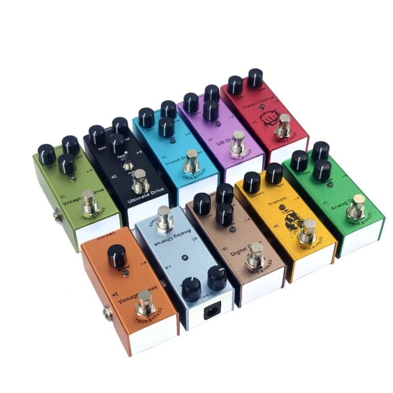 Pedal de efeito multifuncional para guitarra e baixo, vários modelos em cores diferentes