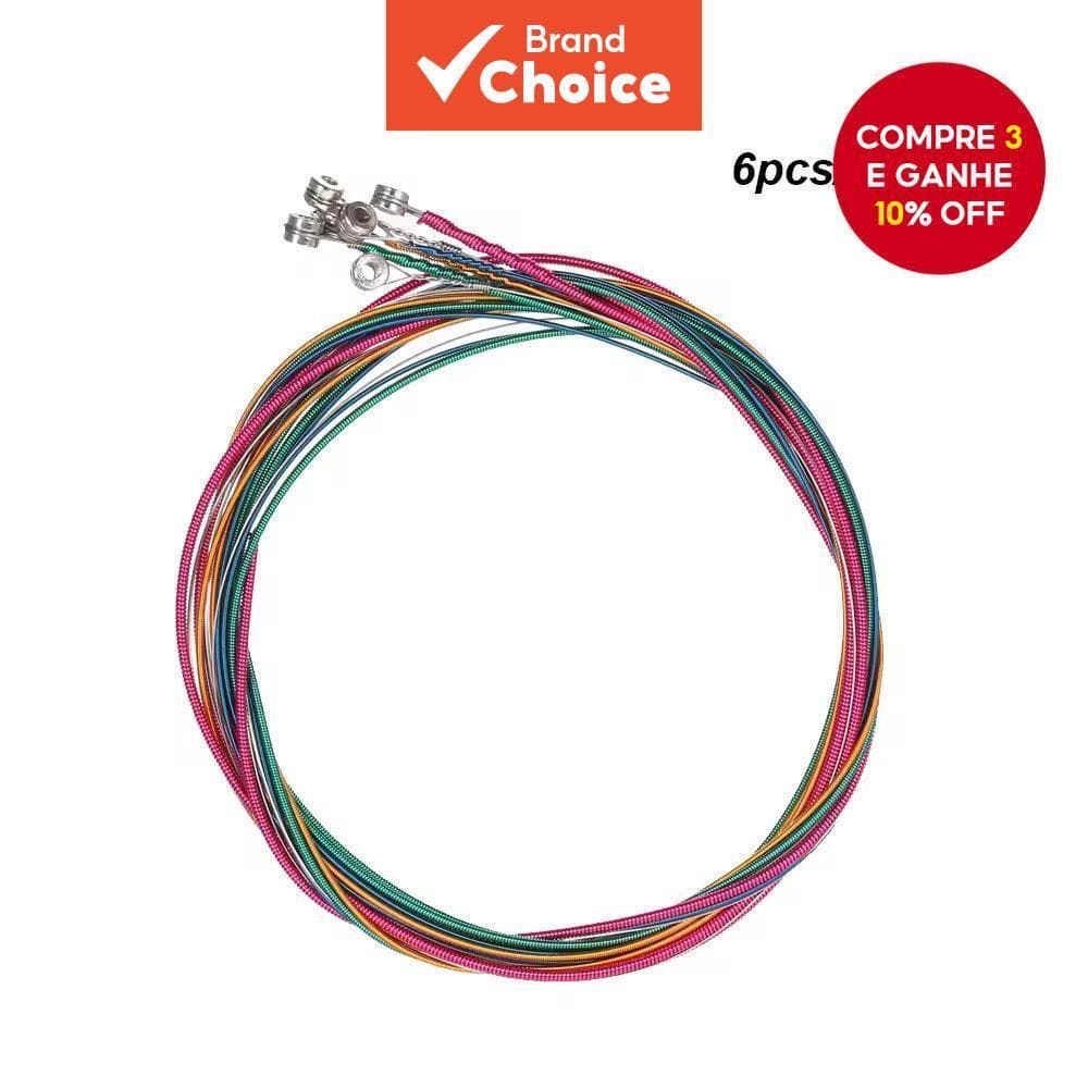  Miwayer 6 Peças/Conjunto de Cordas de Aço Coloridas Arco-Íris para Guitarra de 6 Cordas, Cordas de Guitarra Acústica,