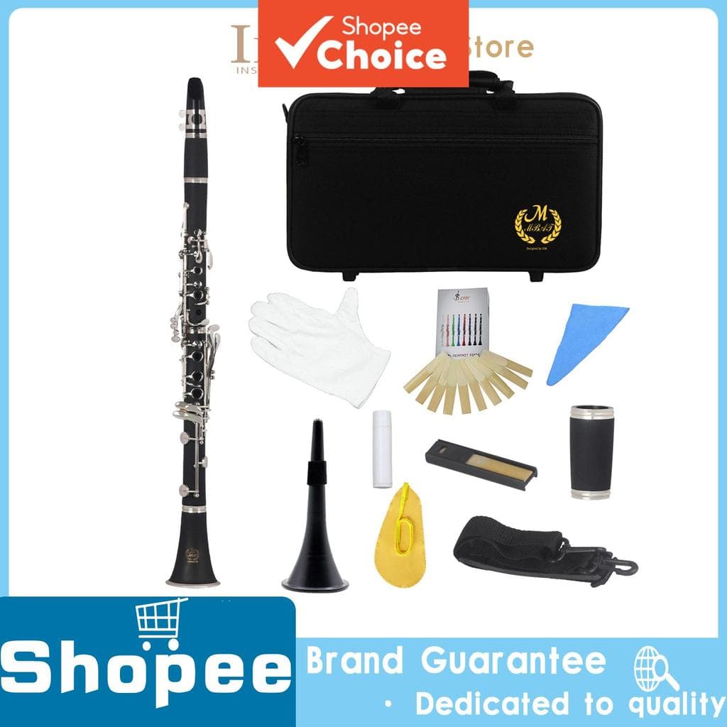  Clarinete Bb17 Chave 6-Argolas, Madeira Sintética Preta, Clarinete Profissional de Sopro e Acessórios&Peças