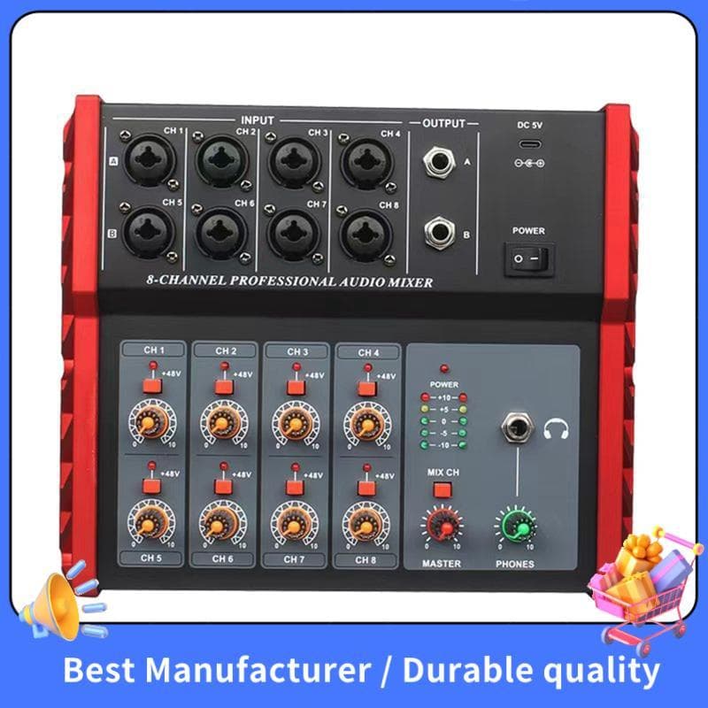 Digital Para Gravação Console De Mixagem Multi-Função 8 Canais Mixer De Áudio Estéreo DJ Som Transmissão Ao Vivo Eua Plu