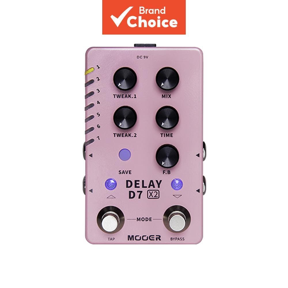  Mooer D7 Delay X2 Pedal de Retardo Estéreo Integrado Analógico/Digital/Dinâmico/Duplo/Fuzz 14 Efeitos de Retardo Pedal