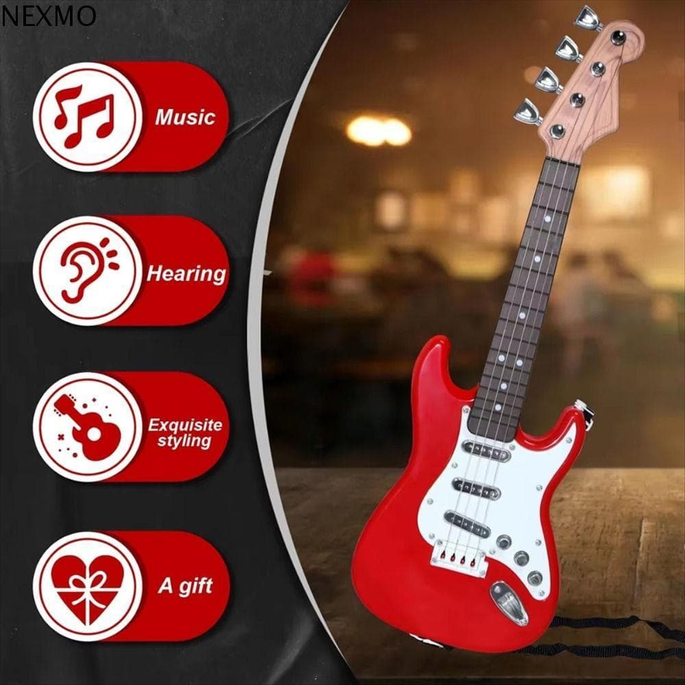 Guitarra Elétrica NEXMO De 4 Cordas , Brinquedo De Instrumento Eletrônico Durável Jogável , Botão De Corda Ajustável