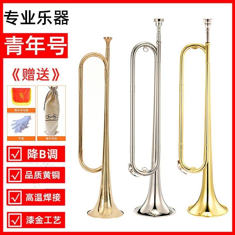 Trompete Profissional em Si Bemol para Banda Juvenil, Instrumento de Marching Band, Trompete de Latão para Estudantes e 