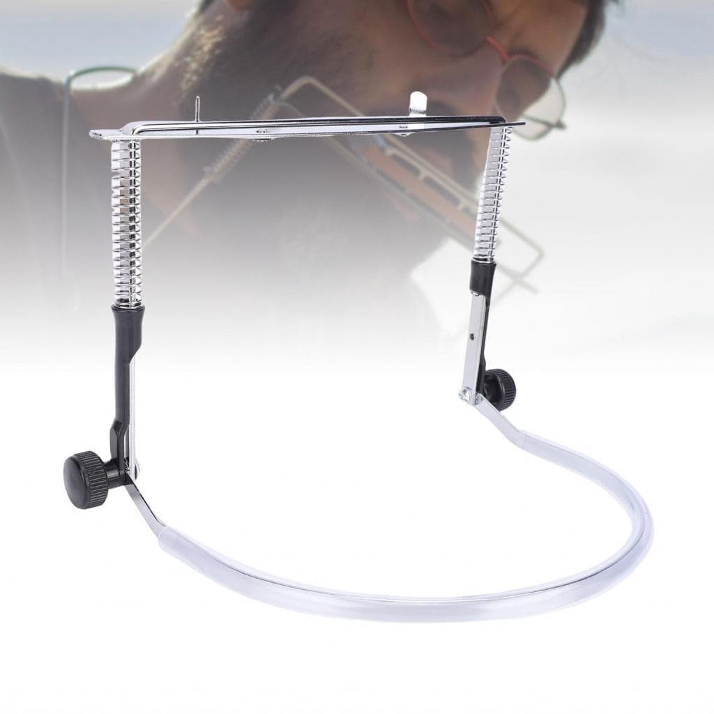 Lightdot.br Suporte para gaita ajustável em liga de aço profissional para pescoço para 10 furos 24 gaitas prata com