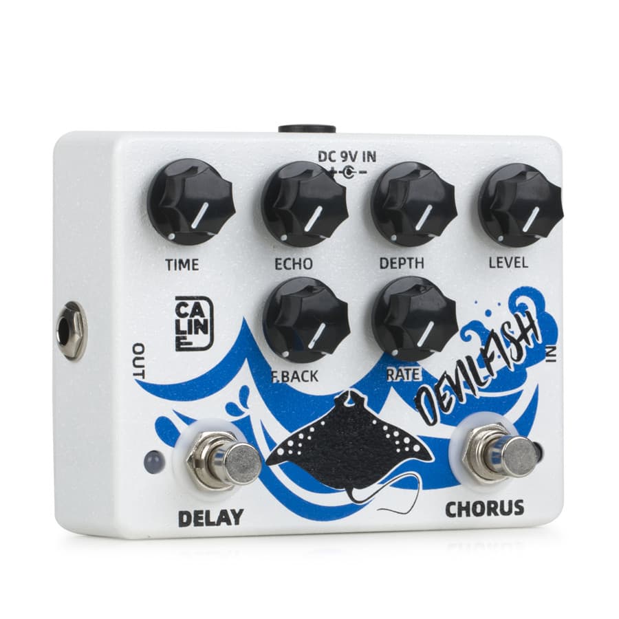 Caline DCP-03 Devilfish Chorus Delay Pedal De Efeito De Guitarra-Alumínio Branco/Liga