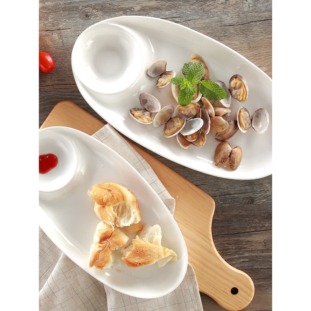 Prato de cerâmica branco puro, prato de bolinho com vinagre, prato de bolinho, prato de peixe com grade, prato quente, D