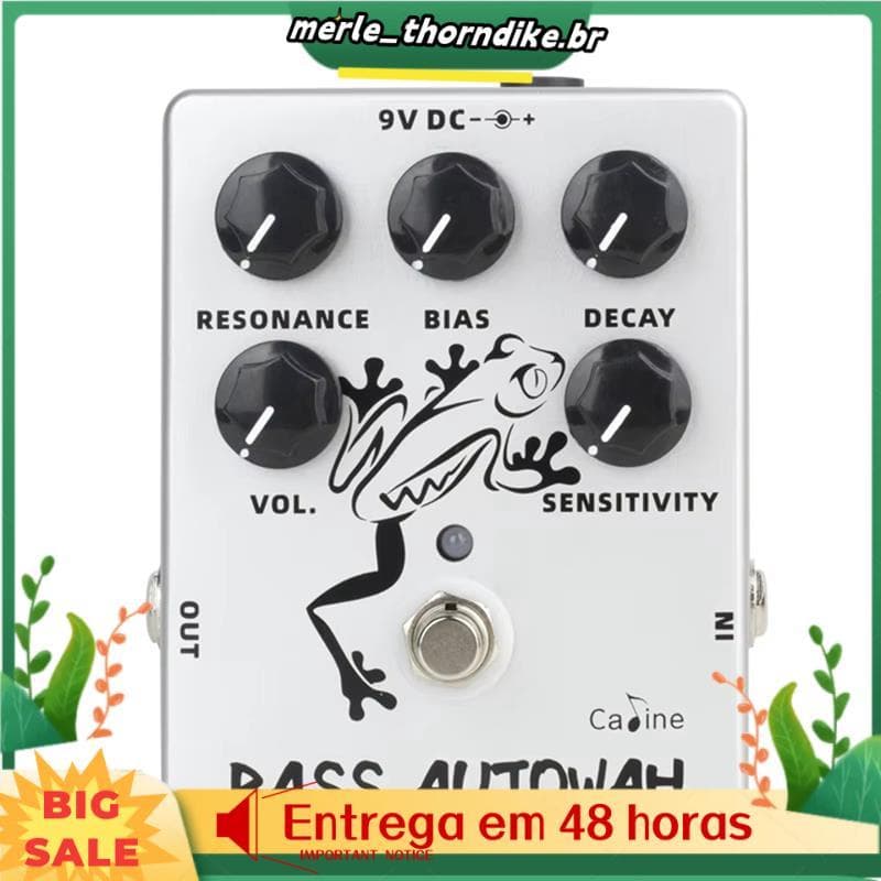 Pedal de efeito Auto Wah CP-85 Caline para guitarra, branco com botões pretos e design de sapo