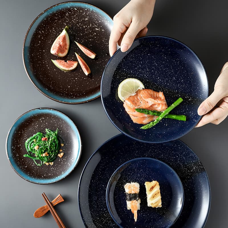 Prato de Sushi japonês prato doméstico criativo prato de cerâmica prato redondo talheres prato de salada comercial resta