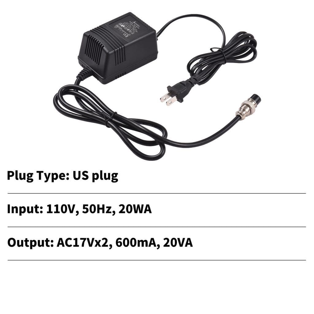 Freelover-BR Mixer Fonte de alimentação Console de mistura Adaptador AC Conector de 3 pinos Pedalboard 17V 600mA 110V
