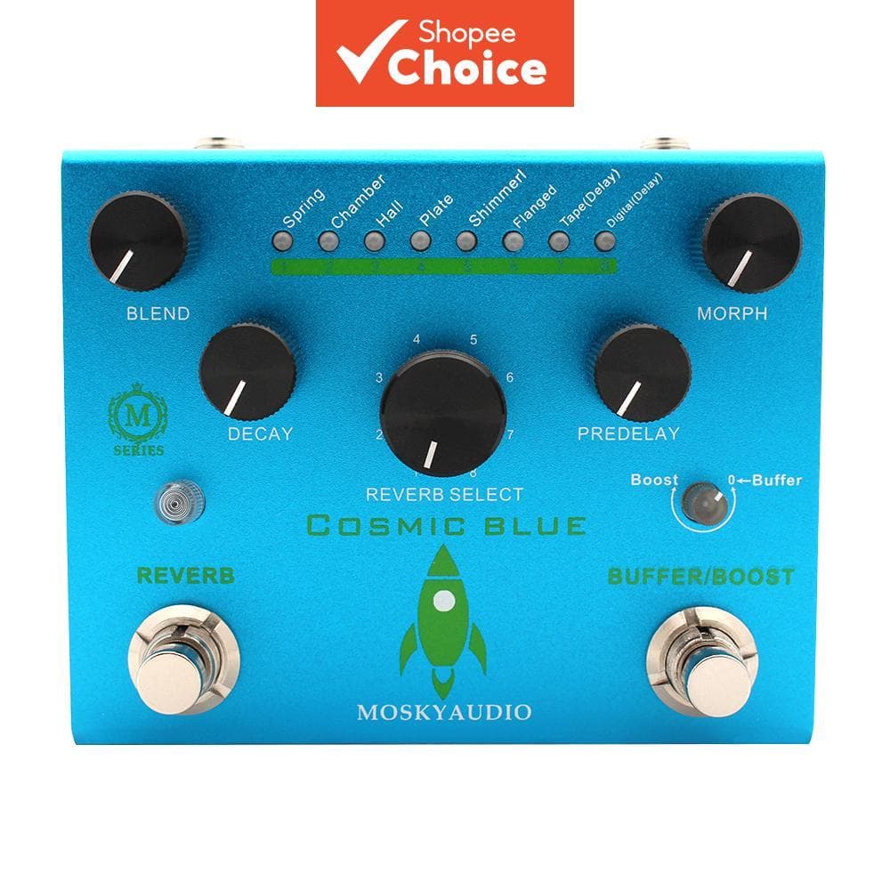 Pedal de efeitos de guitarra MOSKY Cosmic Blue Digital Reverb para guitarra elétrica