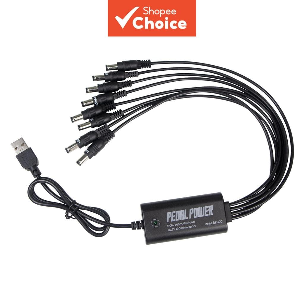  Fonte de Alimentação Portátil para Pedal de Guitarra com 8 Saídas DC Isoladas para Placa de Pedais de Efeitos 9V com