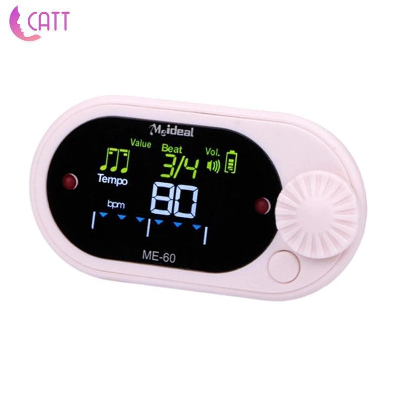 Afinador digital rosa com tela LCD para músicos de piano e ukulele