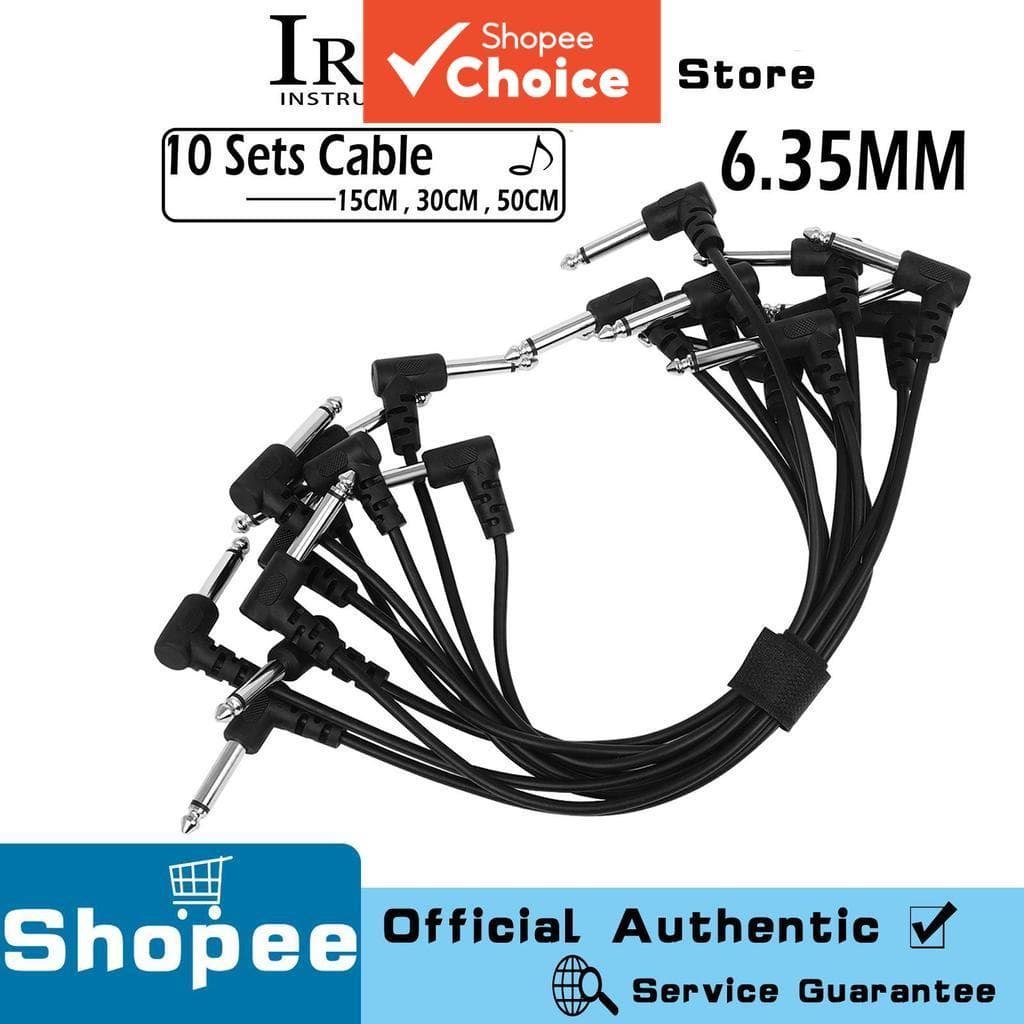 Cabos para pedal de efeitos de guitarra IRIN, 10 peças, 15cm, 30cm, 50cm, pretos