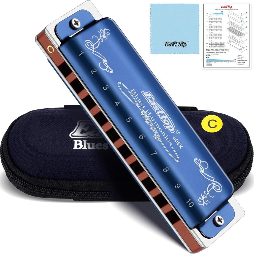Gaita cromática East Top C-key, 10 furos, modelo 008K, com estojo azul, gaita padrão adequada para adultos, profissionai