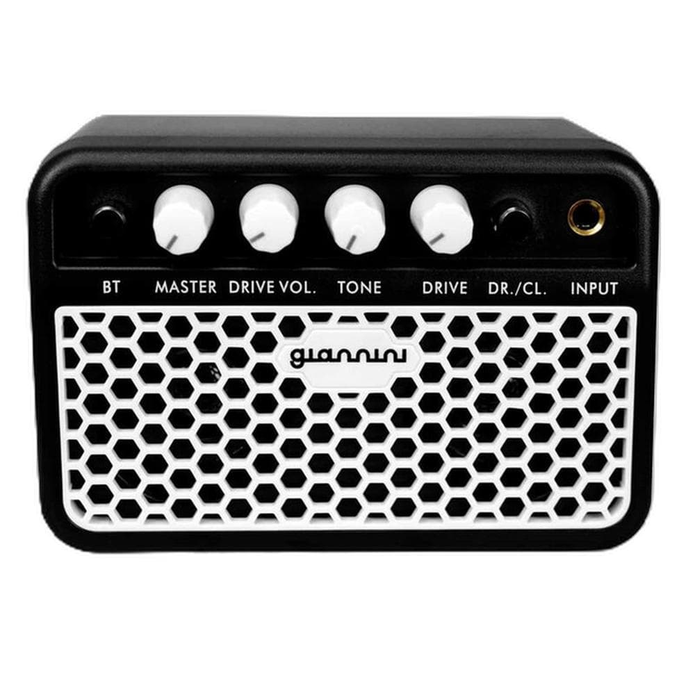 Amplificador portátil Giannini GB-5 Bulldog 5W para guitarra, preto e branco