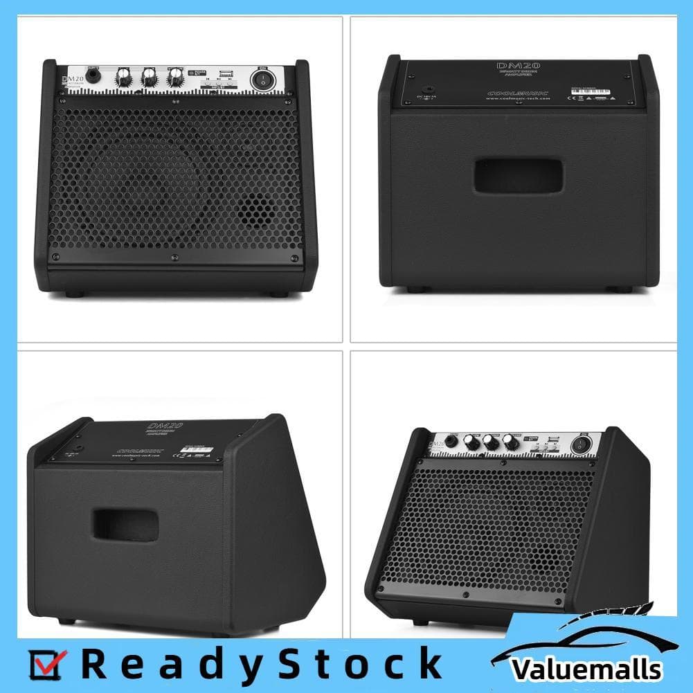 Valuemalls-br Valuemalls-br DM20 20W Amplificador de Tambor Elétrico Teclado Amp Sem Fio BT Alto-falante 2 Bandas EQ