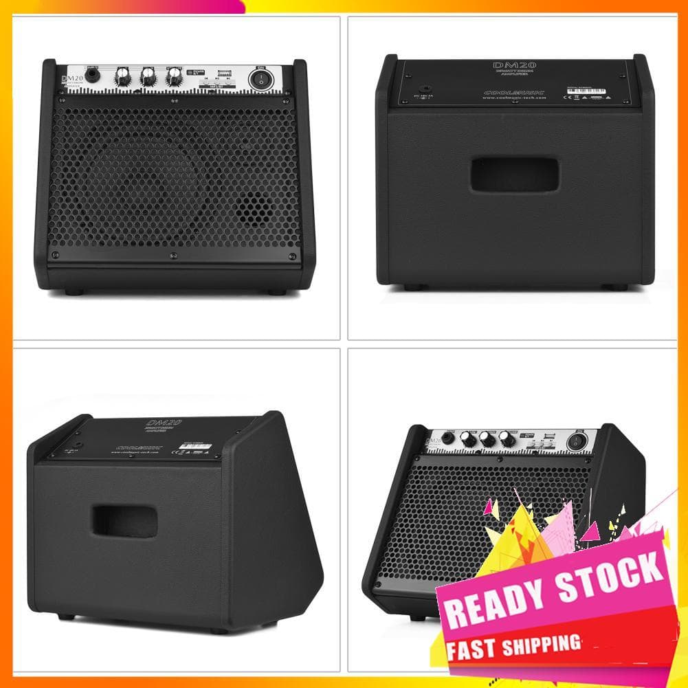 Gfgfgfgg Gfgfgfgg DM20 20W Amplificador de tambor elétrico Teclado Amp sem fio BT Alto-falante 2 bandas EQ suporta