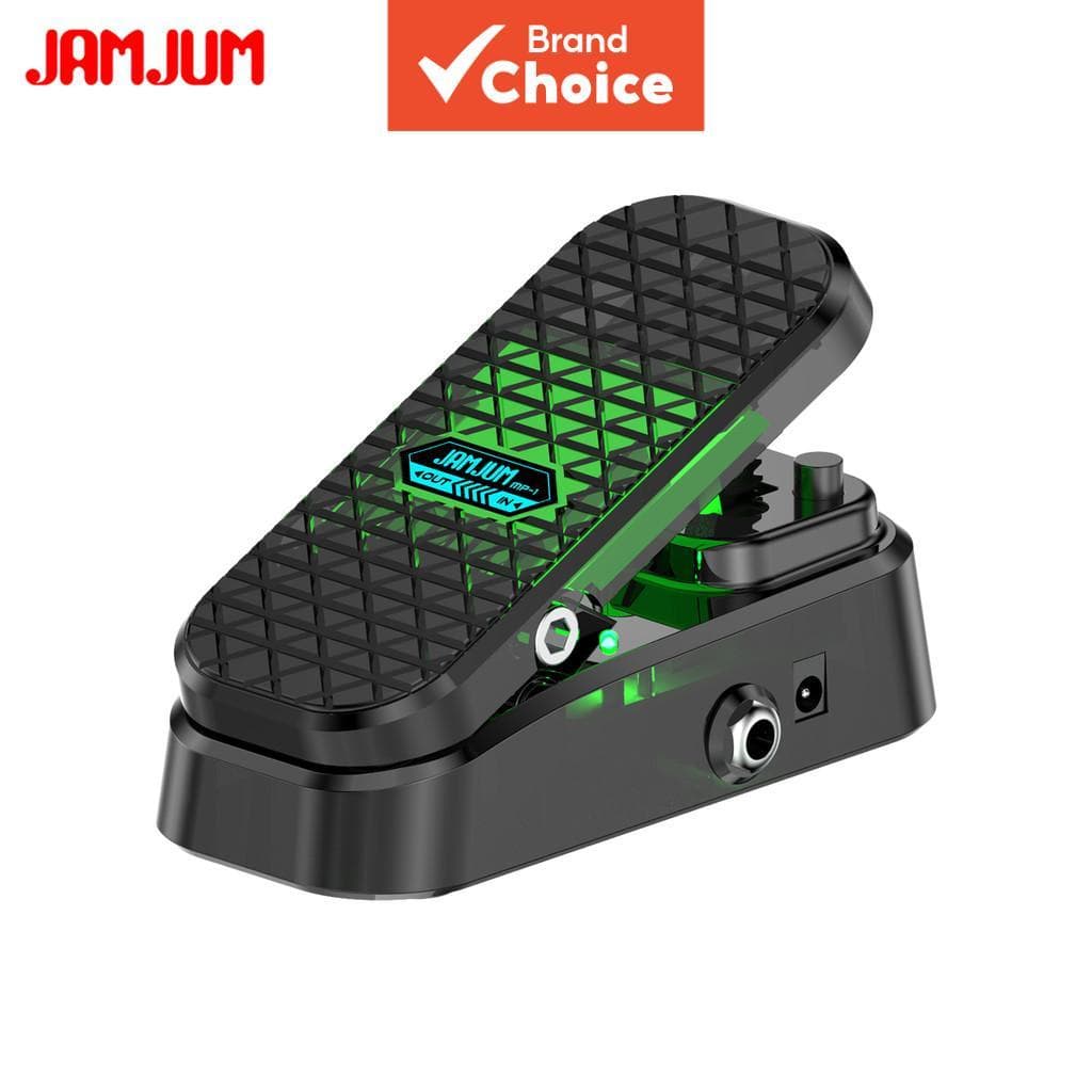Pedal de volume JAMJUM para efeitos de amplificador de guitarra, silencioso e sem necessidade de energia, com iluminação verde neon.