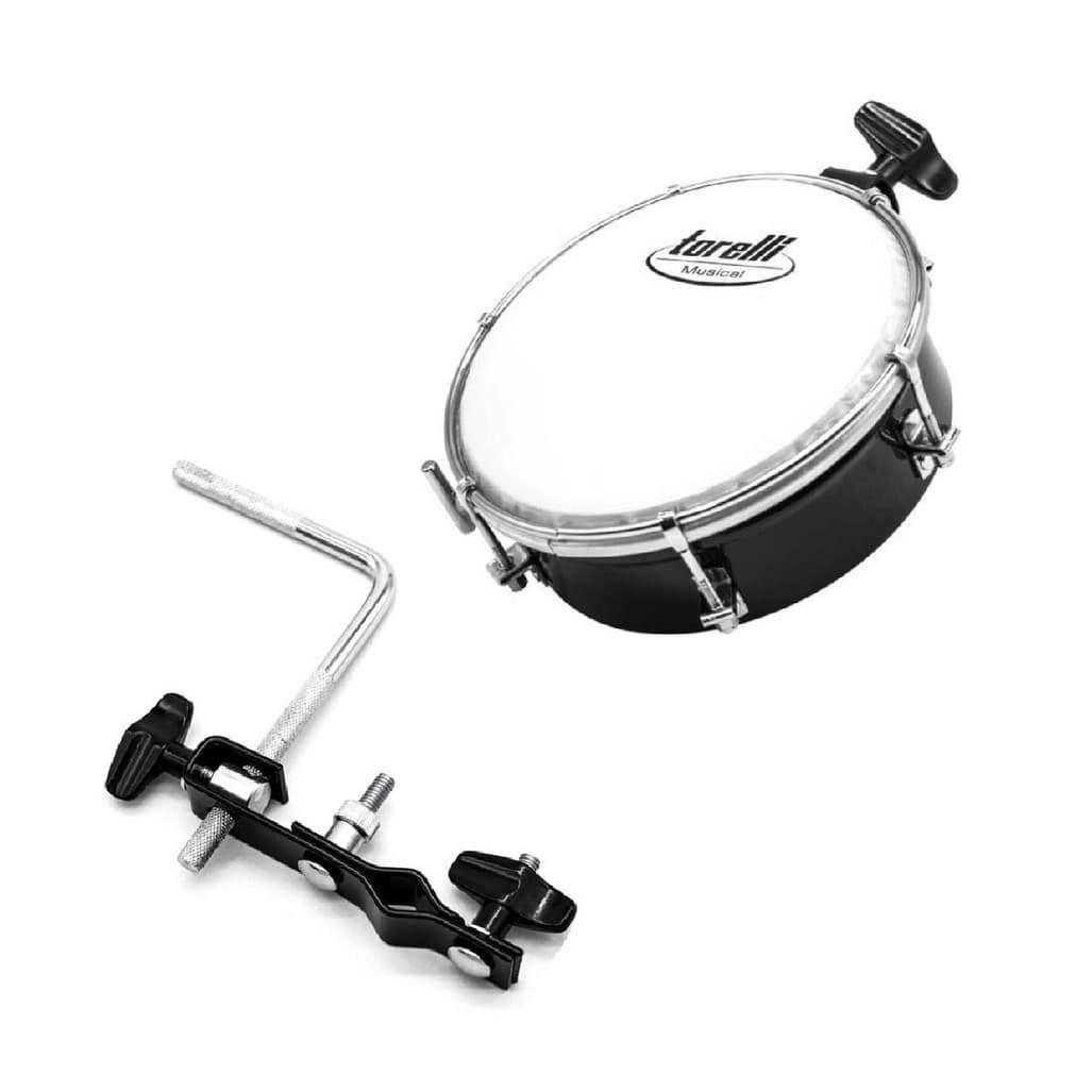 Kit Tamborim Preto De Esteira Com Suporte L Torelli
