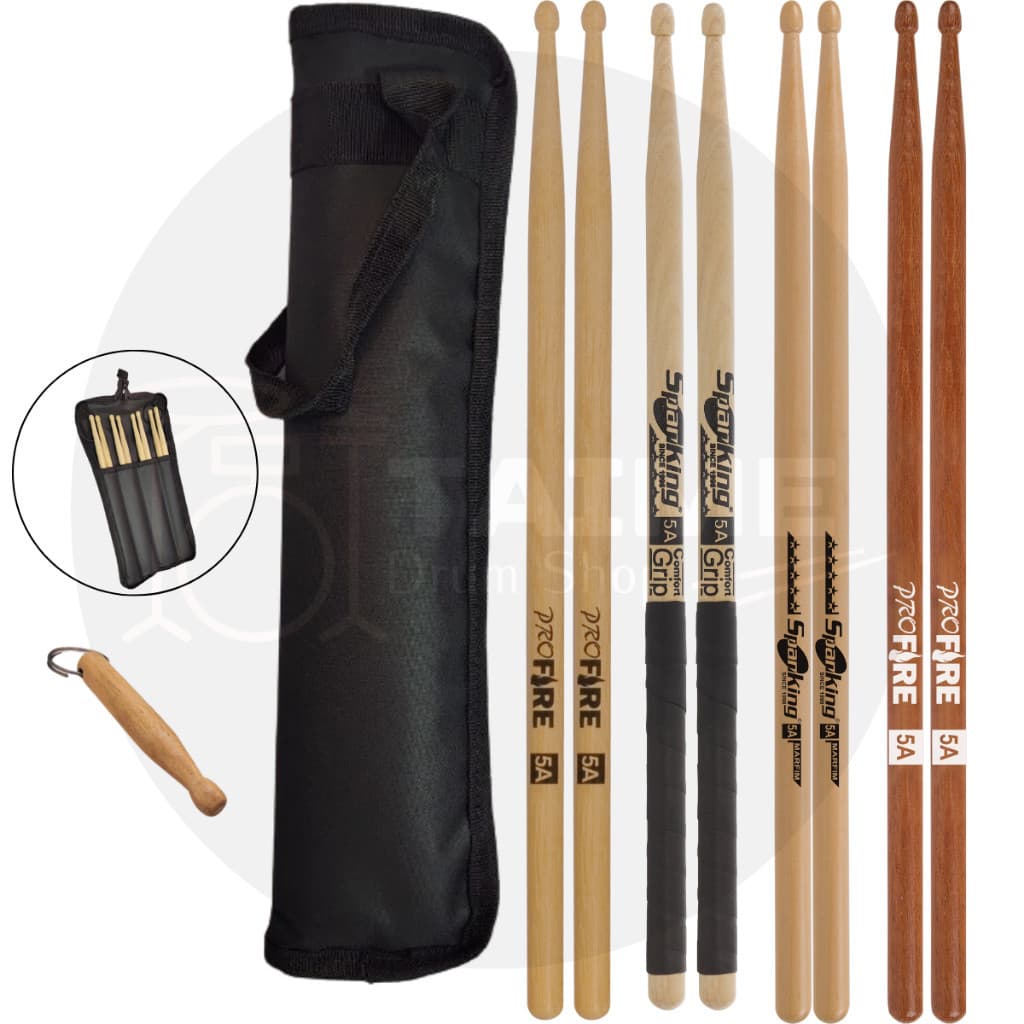 Kit 4 PARES Baquetas 5A Bateria + Bag Baqueta e Chaveiro Baqueta Spanking Profire Marfim Jatobá