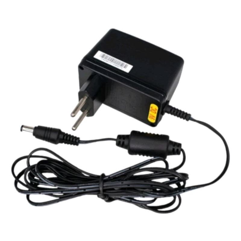 Fonte de alimentação para teclado Casio 100 Sound Tone Bank SA-20, bivolt, com conector de energia e cabo de força, etiqueta 12V, fundo branco